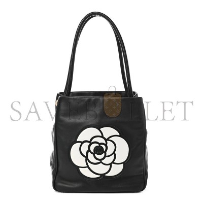 CHANEL LAMBSKIN CAMELLIA TOTE BLACK (26*24*12cm) CHANEL LAMBSKIN CAMELLIA TOTE BLACK (26*24*12cm)